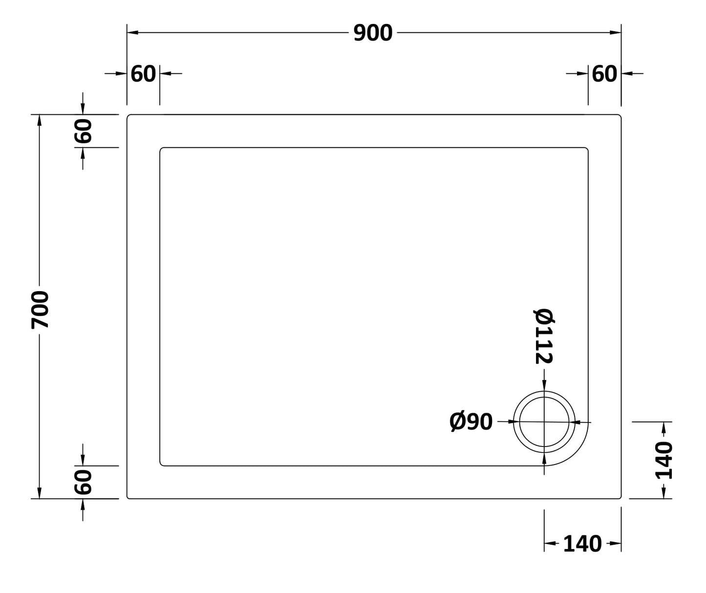 Nuie Rectangular Slimline Shower Tray Plenty of Sizes